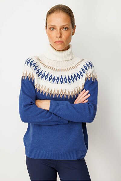 Desen Γυναικείο πουλόβερ με ολόσωμο ζιβάγκο από μαλλί Baklava 25Kdsn25219