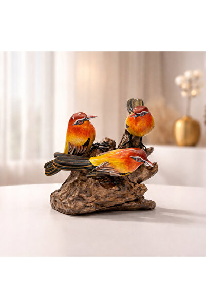 Lorena Home Decor Ahşap 3 lü Kuş Dekor