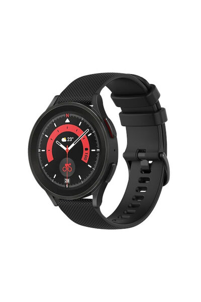 OEM Samsung Galaxy Watch 5 Pro 45mm 20mm Καρό Λουράκι Σιλικόνης Μαύρο