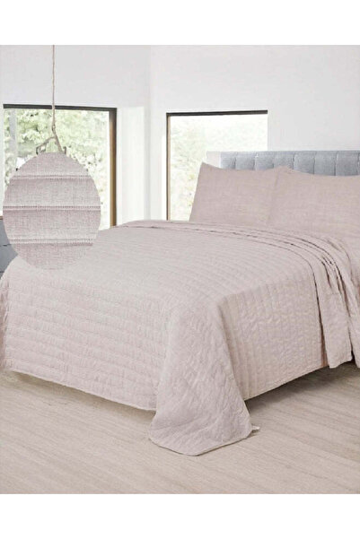 REDTAG Beige 3 Piece Linen Bedspread Set (240 x 220 cm)