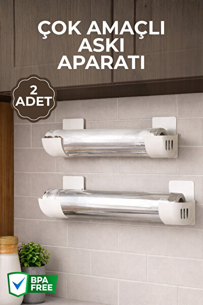 Nandy Home 2 Adet Çok Amaçlı Yapışkanlı Streç Film ve Folyo Askı Aparatı - BP...