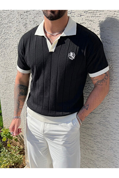 OUTFİT MAN Tricou tricotat cu guler polo, cu broderie, cu efect de degrade, n...