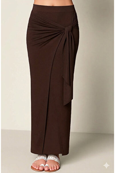 CNG MODA Λιτή φούστα - Καφέ - Μακρύ