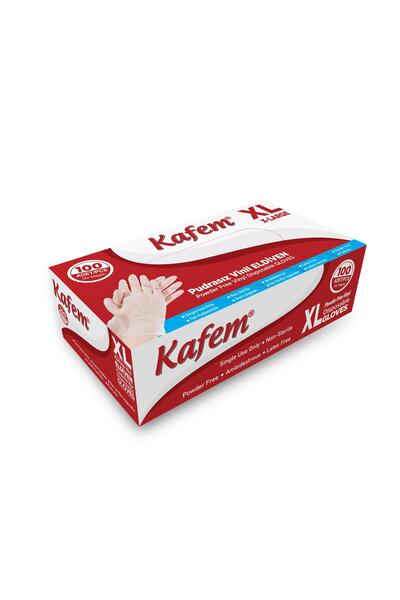 KAFEM Beyaz Vinil Eldiveni Pudrasız (XL) 100 Adet
