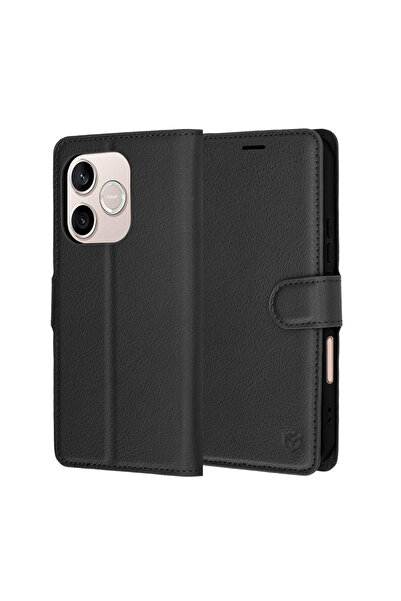 Techsuit Husa pentru Honor 600 Lite, Leather Folio, protectie antisoc, negru