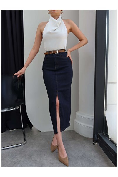 ESRAHELVACI Φούστα - Ναυτικό μπλε - Midi