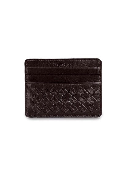 Jakamen Θήκη καρτών με σχέδιο καφέ, 100% δερμάτινη