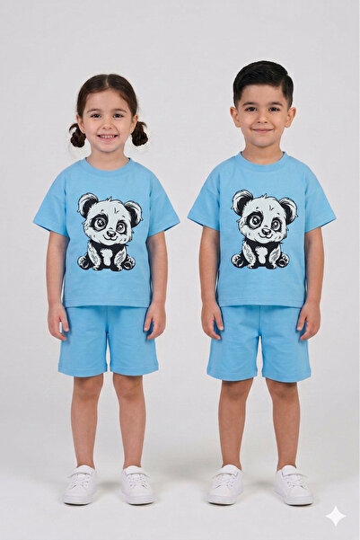 PALLERMO KİDS New Season Summer Single Jersey Top and Shorts Set