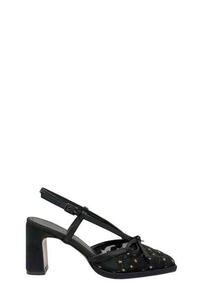 Moulin Shoes حذاء نسائي من التول الأسود بكعب سميك