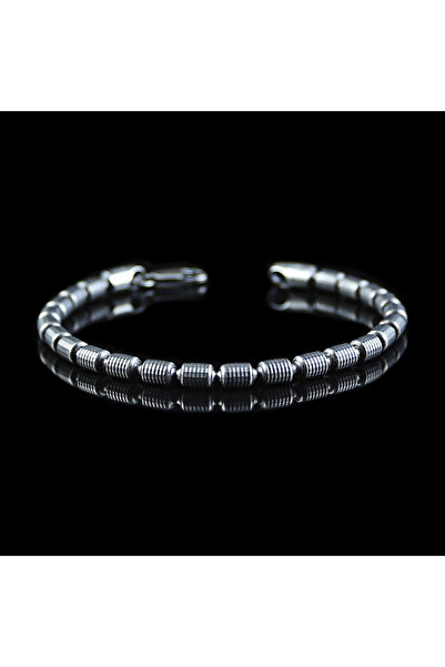 Mercan Silver 925 Ayar Gümüş Oksitli Küp Erkek Zincir Bileklik