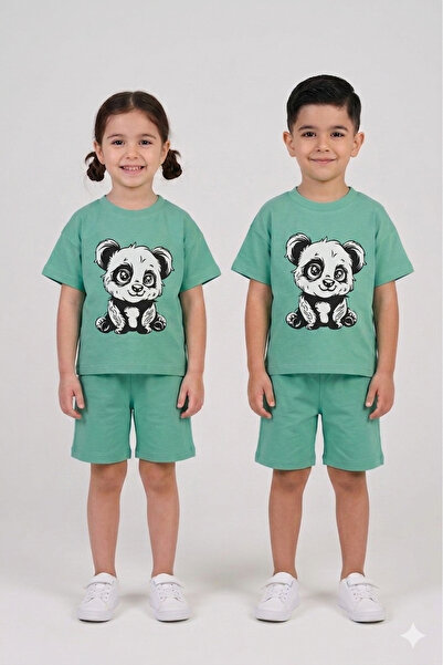 PALLERMO KİDS New Season Summer Single Jersey Top and Shorts Set
