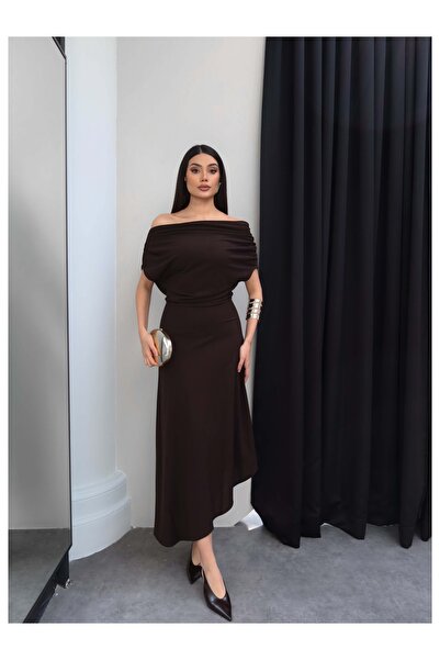 ESRAHELVACI Φόρεμα - Καφέ - Ασύμμετρη