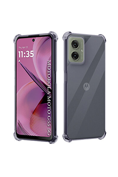 DAMUR Husa Clear Anti-Soc Motorola Moto G55, Protectie Colturi AirBag, Fumuriu