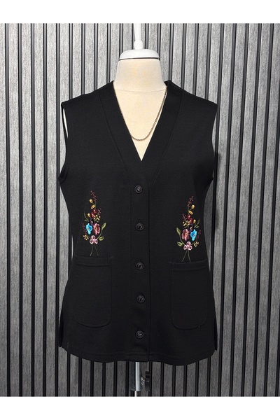 Özenli Triko Γιλέκο - Μαύρο - Χαλαρή εφαρμογή