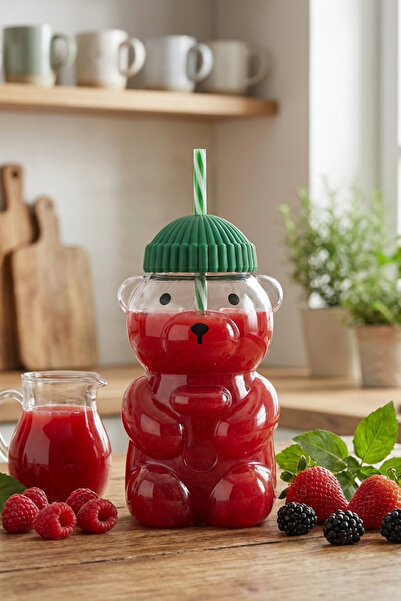 ALİNA HOME Cute Teddy Bear Cup with Straw 500 ml – Leak-Proof Lid, Ideal for ...