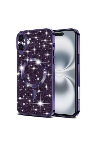 Techsuit iPhone 16 Plus Πολυτελής Θήκη MagSafe με Γκλίτερ, Αντικραδασμική, Μωβ
