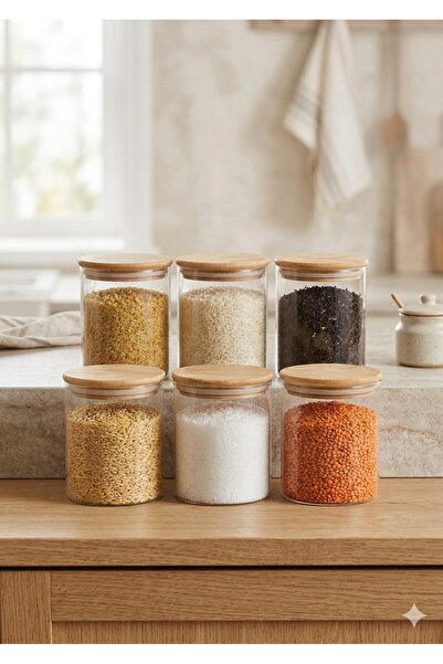 NOKKA Set of 6 Compatible Glass Food Storage Containers with Bamboo Lids 10X1...
