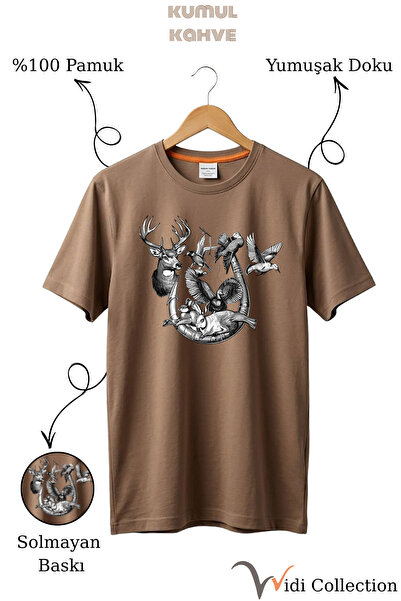 WİDİ T-Shirt - Καφέ - Κανονική εφαρμογή