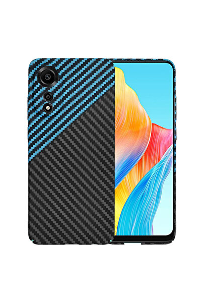 Stef's Cat Калъф за Oppo A78 4G, Stef's Cat, Карбонов фибърен калъф, син