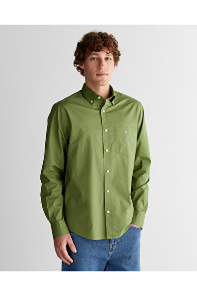 Gant Erkek Yeşil Regular Fit Logolu Gömlek