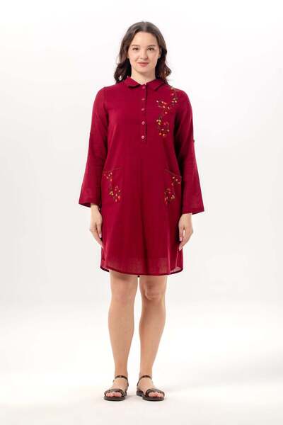 Eliş Şile Bezi Λιτό καφτάνι - Βουργουνδία - Κανονική εφαρμογή