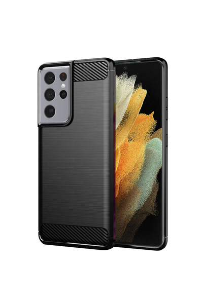 DAMUR Husa Carbon Samsung Galaxy S21 Ultra 5G, Silicon TPU Durabil, Grip Anti...