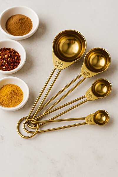 Senin Dükkanın 4'lü Metal Saplı Gold Touch Premium Ölçü Kaşık Seti Küçük Boy ...