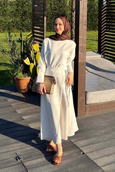 lamelif Σετ με hijab - Εκρού - Μακρύ