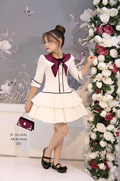 JC Girls' White Evening Dress with Handbag Violet Flower Boutique