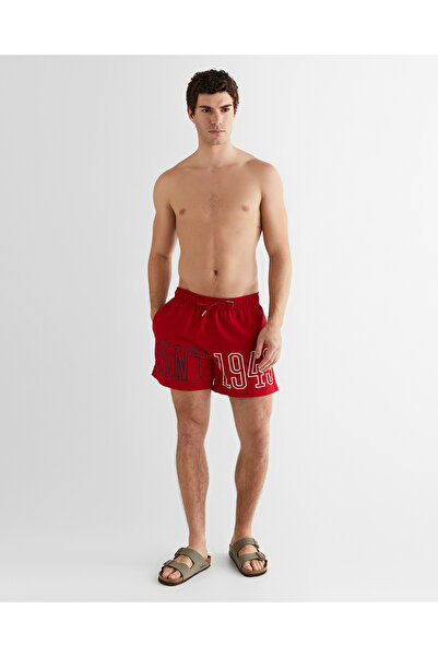 Gant Erkek Kırmızı Regular Fit Logolu Deniz Şortu