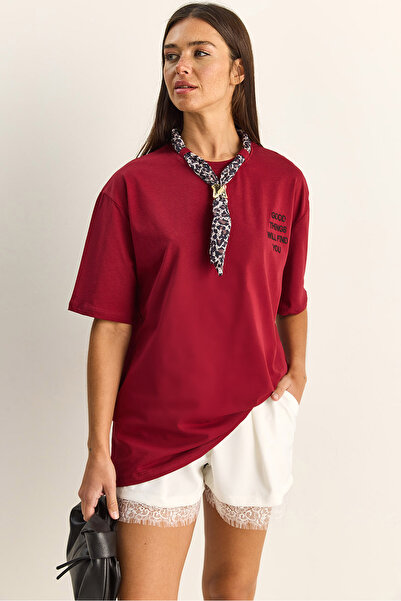 Bianco Lucci T-Shirt - Βουργουνδία - Ευθεία