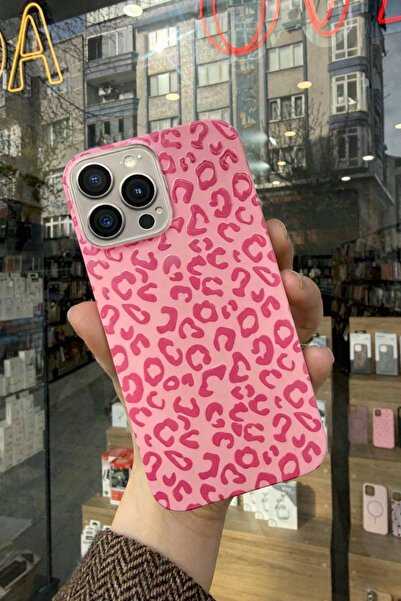 OVADA İphone 15 Pro Uyumlu Minik Leopar Desenli Silikon Telefon Kılıfı