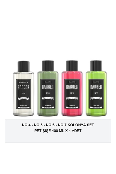 Barber Marmara No.4 - no.5 - No.6 - No.7 Kolonya SET Pet şişe 400 ml X 4 ADET