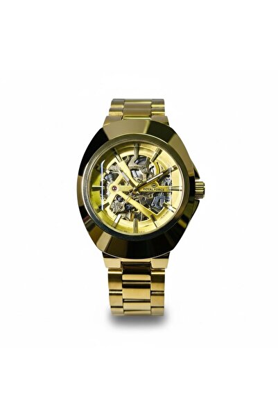 SHADOW Royal Force AurumX Skeleton Automatic Watch Gold Stainless Steel Luxur...