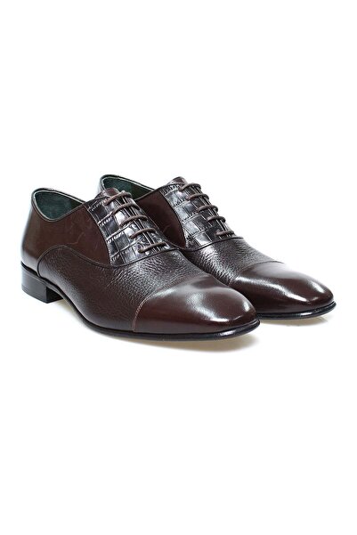 FRANCO CALVANI Brown Lace-Up Genuine Leather Men's Shoes