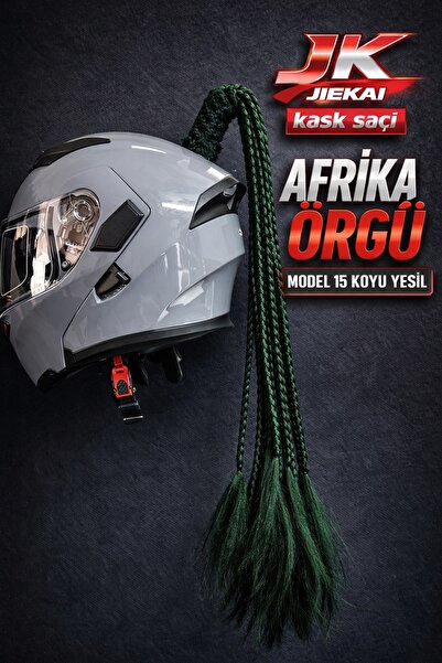 JK kask saçı AFRİKA ÖRGÜ MODEL 15 KOYU YEŞİL