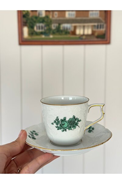 Rosenthal Antika Classic Rose Yeşil Çiçekli Beyaz Porselen Gofre Detaylı Çay ...