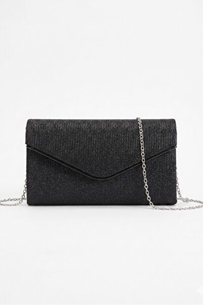 VELLABAGS Black Sparkling Women's Evening Dress Bag with Chain Strap