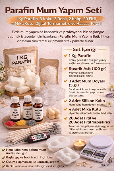 Gül Mum Mum Başlangıç Seti – Parafin ( Başlangıç seti 2 )