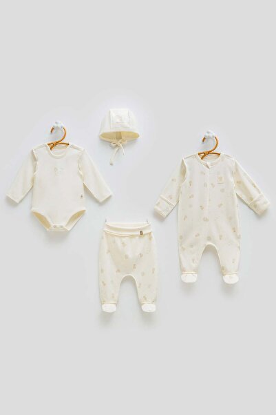 Caramell Unisex Ters Dikişli 4lü Set Ekru