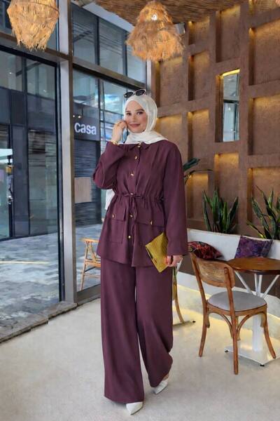 İLGEN FASHİON Σετ με hijab - Βουργουνδία - Regular