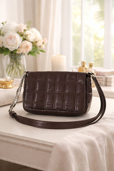 KZNovaStyle Stylish Brown Quilted Shoulder Bag with Chain Detail Women's Hand...