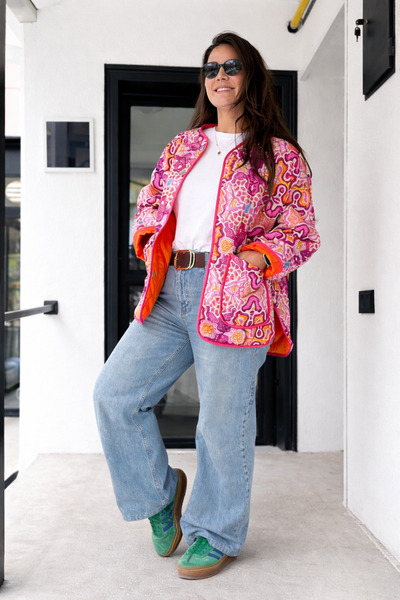 WOLF & ROCK Pembe Renkli Kapitone Ceket