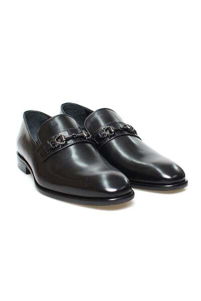 FRANCO CALVANI Black Color Laceless Genuine Leather Leather Sole Men's Shoes