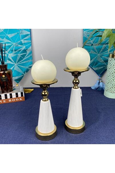 sallat almawasim Round Marble Candle Holder Set