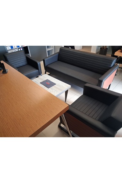 ENG OFİS MOBİLYALARI MODERN BETA DERİ KOLTUK TAKIMI 3+1+1