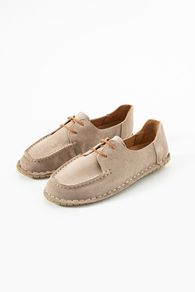 MERVESTORE Velvet Lace-Up Genuine Leather Ballerinas