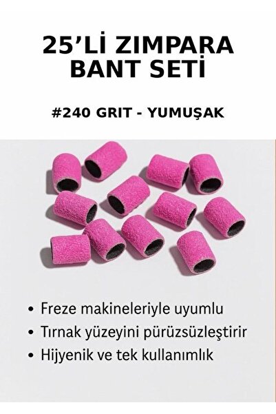 Rulia Professional Zımpara Bant 25'li Ekonomik Set - #240 Grit (Yumuşak) Frez...