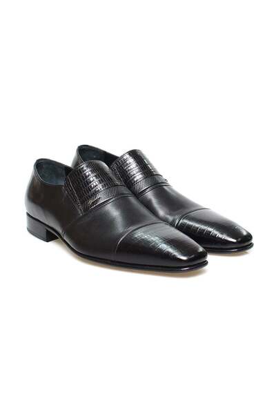 FRANCO CALVANI Black Color Laceless Genuine Leather Leather Sole Men's Shoes