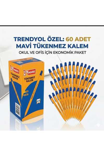Mikro tükenmez kalem mavi 60'lı